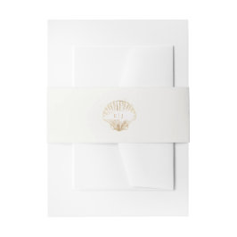 Faixa Decorativa Para Convite Concha Dourada Costeira Elegante