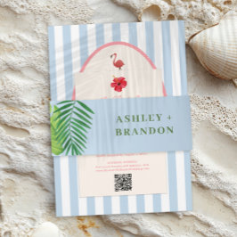 Faixa Decorativa Para Convite Convite de Casamento com Fundo Azul e Vegetação Tr