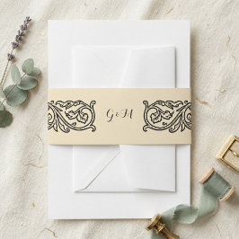Faixa Decorativa Para Convite Convite Elegante Monograma Rolo Preto