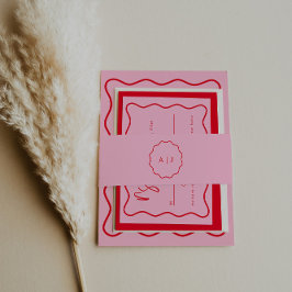 Faixa Decorativa Para Convite Convite Para Casamento Vermelho E Rosa Moderno Neg