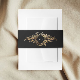 Faixa Decorativa Para Convite coroa botânica dourada monograma de smoking casame