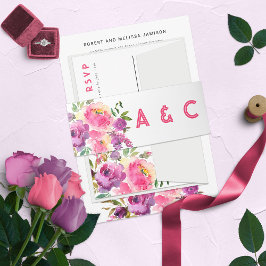 Faixa Decorativa Para Convite Diversão Vibrante Violeta Fúcsia Floral