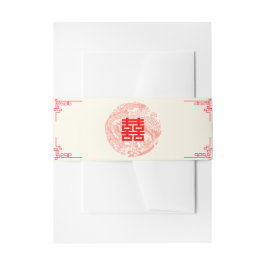Faixa Decorativa Para Convite Dragão e convite para casamento chinês vermelho de