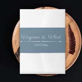 Faixa Decorativa Para Convite Dusty Blue Weding Invitation Belly Banda