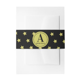 Faixa Decorativa Para Convite Elegant Gold & Black Star Pattern Monogram