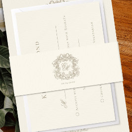 Faixa Decorativa Para Convite Elegant Monogram Crest Ivory Wedding 