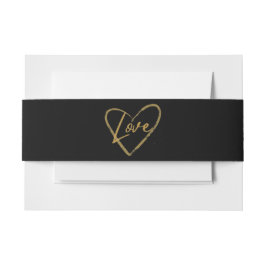 Faixa Decorativa Para Convite Elegante Dourado e Cobpertone Foil Love Black