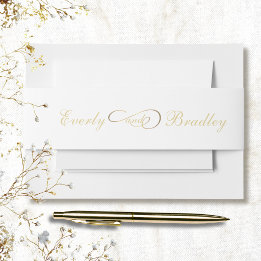 Faixa Decorativa Para Convite Elegante Faixa para Barriga em Ouro Branco Tradici