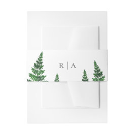 Faixa Decorativa Para Convite Fern verde-aquarela. Casamento de Woodland
