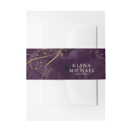 Faixa Decorativa Para Convite Fine Lines Dourado Abstrato Wedding V1 Plum ID867