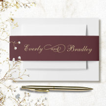 Fundo Burgundy Dourado Script Elegante Vermelho Es