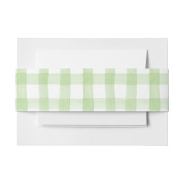 Faixa Decorativa Para Convite Gingham Branco e Verde da Aquarela