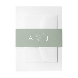 Faixa Decorativa Para Convite Iniciais de Casamento Verde de Sage