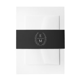 Faixa Decorativa Para Convite Laurel Black With White Monogram Wedding Band