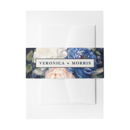 Faixa Decorativa Para Convite Marinho Azul e Pincel Pintado Casamento Floral Ros