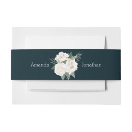 Faixa Decorativa Para Convite Marinho Azul e Rosas Brancas Banda de Casamento