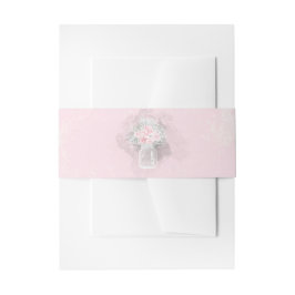 Faixa Decorativa Para Convite Mason Jar Pink e White Floral Weding