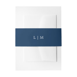 Faixa Decorativa Para Convite Monograma Azul-Marinho Simples para Casamento Eleg