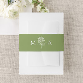 Faixa Decorativa Para Convite Monograma de Casamento Clássico em Hortênsia Verde