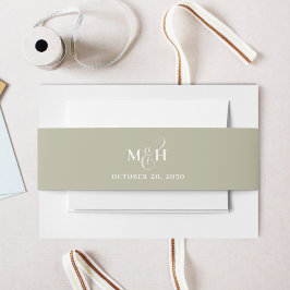 Faixa Decorativa Para Convite Monograma Verde Clássico de Casamento Simples