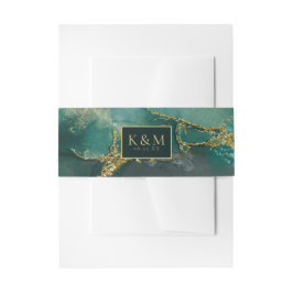 Faixa Decorativa Para Convite Moody Ink Emerald Dourado Abstrato ID988