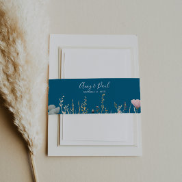 Faixa Decorativa Para Convite Navy Blissful Colorful Boho Wildflower Wedding 