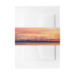 Faixa Decorativa Para Convite Orange Sunset Sobre Lake Photo Com Nomes Casados