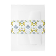 Padrão de Limão Azul Azulejo Aquarela Francês Coun