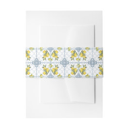 Faixa Decorativa Para Convite Padrão de Limão Azul Azulejo Aquarela Francês Coun