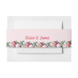Faixa Decorativa Para Convite Peônia Rosa Suave e Casamento Floral de Eucalipto