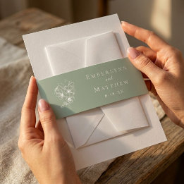 Faixa Decorativa Para Convite Sage Green Botanical Simple Elegant Wedding