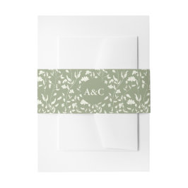 Faixa Decorativa Para Convite Sage green Floral Casamento Convite Banda Belly