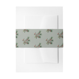 Faixa Decorativa Para Convite Sage Green Red Berries Christmas Holiday