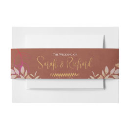 Faixa Decorativa Para Convite Terracotta e Dourada Casamento de Luxo com Veludo 