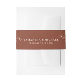 Faixa Decorativa Para Convite Terracotta Marfim Flor Minúscula Monograma Elegant