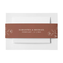 Faixa Decorativa Para Convite Terracotta Marfim Pequena Flor Monograma Casamento
