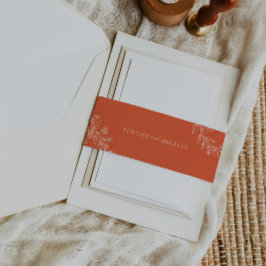 Faixa Decorativa Para Convite Tipografia Laranja Convite de casamento Floral Bel