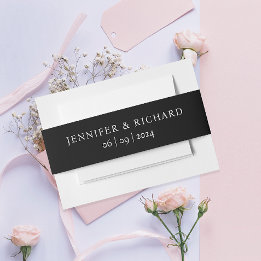 Faixa Decorativa Para Convite Tipografia Simples De Casamento Negro E Branco Ele