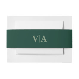 Faixa Decorativa Para Convite Verde Pine de inverno com Monograma de Casamento