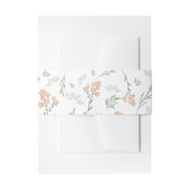 Faixa Decorativa Para Convite Verde Salvia e Aguarela de Flores Silvestres Doura