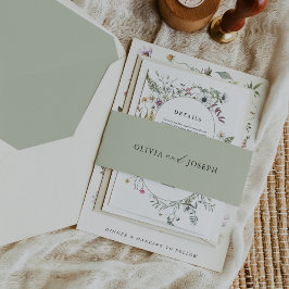 Faixa Decorativa Para Convite Verde suave com seus nomes | Casamento