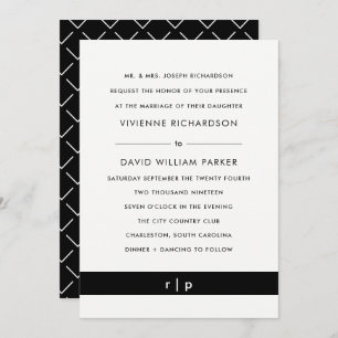 Faixa Negra Moderna  Convite Para Casamento