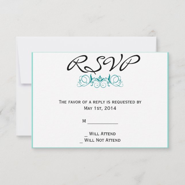 Faixa Teal com Cartão de Resposta Floral de Destaq (Frente)