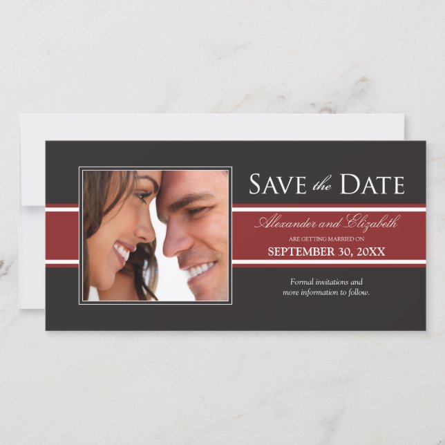 Faixa Vermelha Negrito Salvar o Anúncio de Data (Frente)