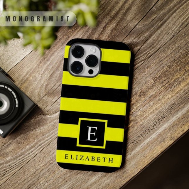 Faixas de cores negras amarelas neon personalizáve (BLACK YELLOW PHONE CASE
)