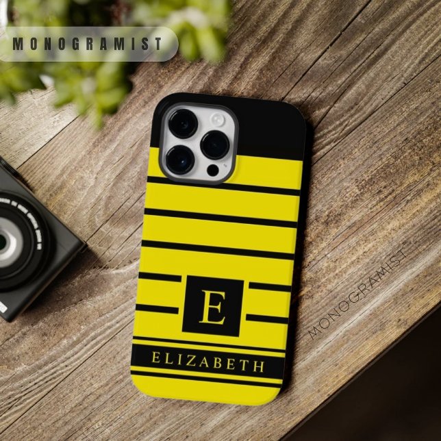 Faixas de Cores Negras E Amarelas Personalizadas (Black yellow stripes phone case)