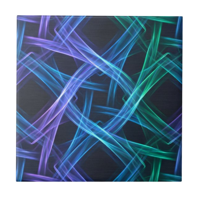 Faixas de Luz Neon Tecidas Design de Fusão Abstrat (Frente)