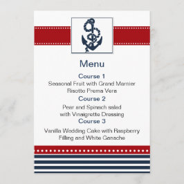 faixas de marinho, âncora, cartões de menu náutico