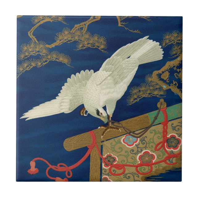 Falcão Branco Japonês Vintage Arte G.A. Audsley (Frente)