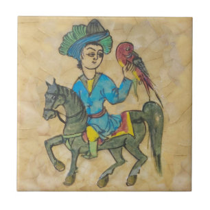 Falconer no Cavalo c1900 Repro Turco Persa